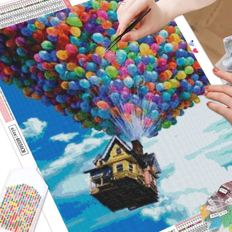 نقاشی باالماس طرح کلبه بادکنکی