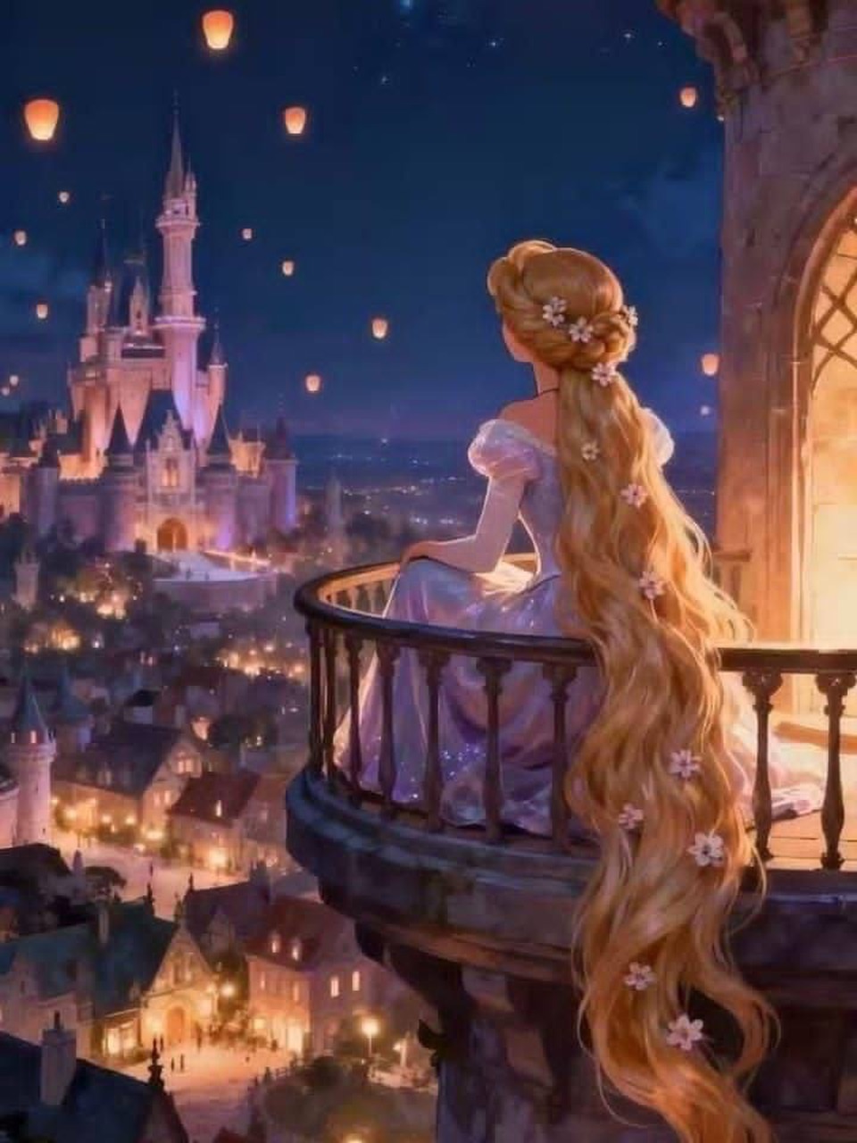 تابلو بومدارنقاشی با اعداد طرح راپانزل ۴۰×۵۰