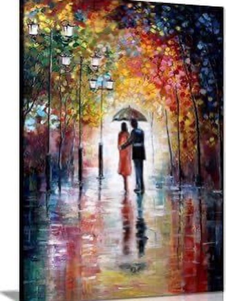 تابلو بومدار نقاشی با اعداد طرح شب عاشقانه